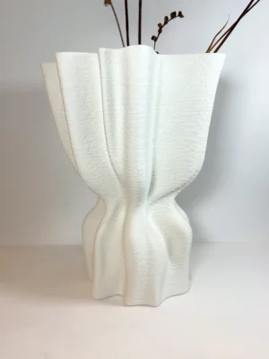 Vase blanc drappé - GM