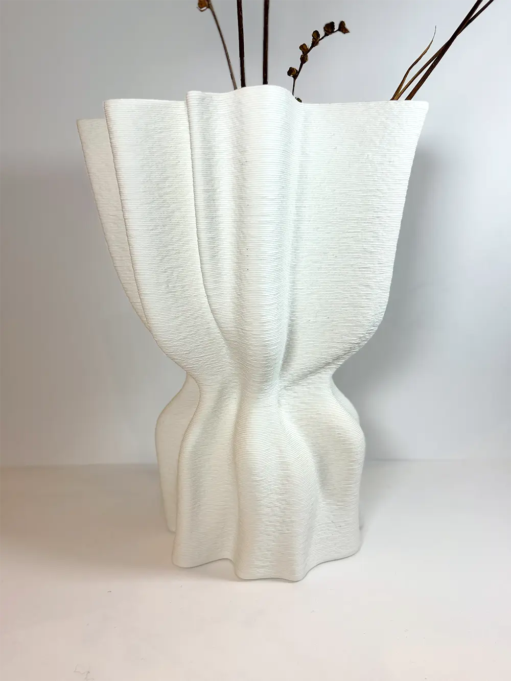 Vase blanc drappé - GM