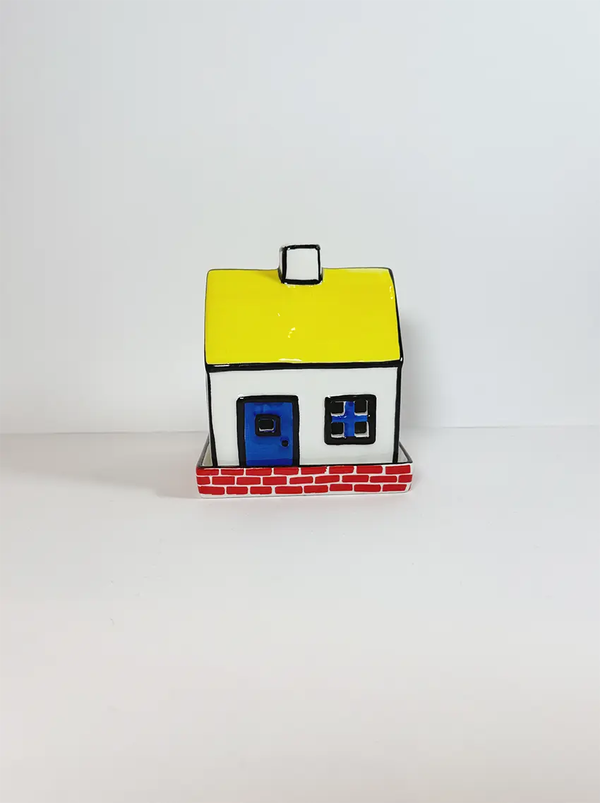 Photophore Chalet jaune - chauffe-plat