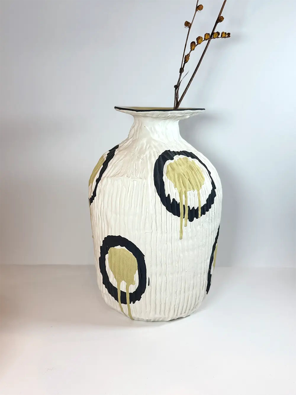 Vase arty rose effet papier